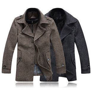   Woolen wool long jacket coat trench Outerwear overcoat PARKA 2 COLOR