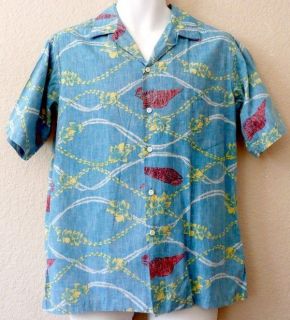   Spooner Reverse Print Shirt Sz M Cotton Vintage 1986 Hawaiian Blue