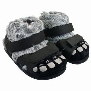   Black & Gray Hairy Monster Feet Sandal Slippers Mens Ladies Slippes