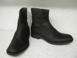 Star Raw Envoy. Consul Dark Brown Washed Leather Smart Zip Up Boots