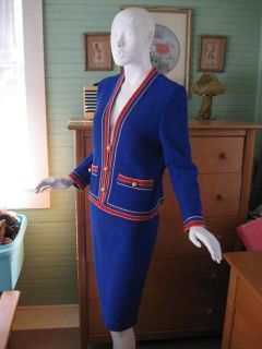 Vintage 2PC CASTLEBERRY Knit Suit Jack​et Skirt 38B F​AB