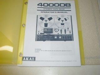 AKAI 4000DB REEL TO REEL TAPE DECK OPERATORS MANUAL 16 PAGES BOUND 