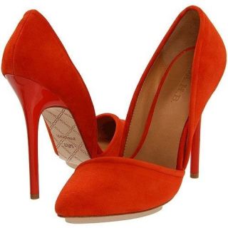 NEW L.A.M.B. MEREDITH ASYMMETRIC DIPPED CORAL SUEDE PUMP SHOE