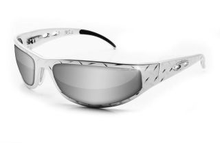 Motorcycle Biker Racing Sunglasses by ICICLES, MADE IN USA (Silver 