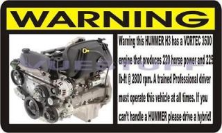 Hummer H3 Funny Warning Decal Sticker 2006 06 H 3 NEW!! (Fits: Hummer 