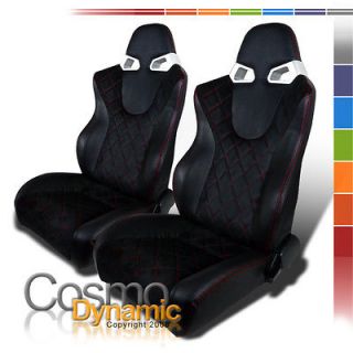 2X BLACK SUDED RED LINE LEATHER RACING SEATS NISSAN 350Z MAXIMA GT R 