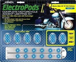   Complete Motorcycle Light Strip & Lightpod Kit Chrome with LED