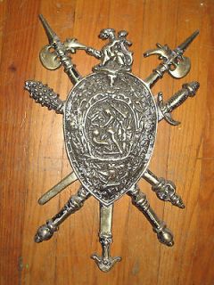 Small Vintage Crest, Metal Shield, Perseus and Medusa, Griffin 