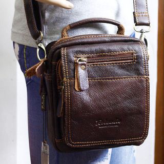 New Genuine Cowhide Leather Mini Messenger Shoulder Bag Wallet Purse 