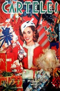 281.Cuban posterPinup in Santa Claus Costume w/Gifts