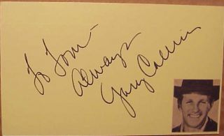 GARY COLLINS Actor Television 60s   90s autographed one 3x5 inch card 