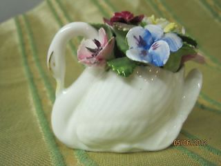 Royal Adderley bone china Swan with flowers