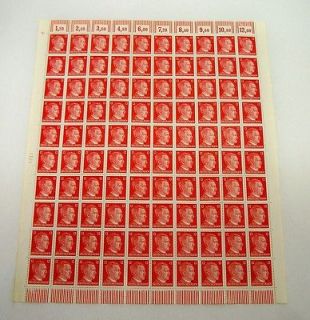 ORIGINAL ADOLPH HITLER HEAD NAZI WWII WW2 RED STAMPS FULL SHEET 1940s 