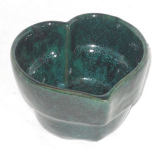   Bennington Pottery Green Black Agate Heart Shaped Planter Bowl Dish