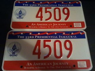 1997 53rd Presidential Inaugural Pair License Plates #4509 District 