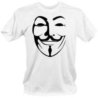 Anonymous WHITE t shirt 2XL Guy fawkes internet hackers mask