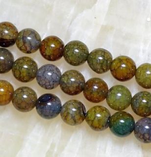10mm Green Dragon Veins Agate Round Gemstone Loose Beads 15