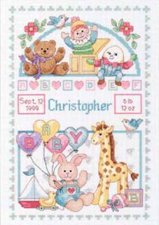 Dimensions Counted Cross Stitch kit 10 x 14 ~ BIRTH RECORD FOR BABY 