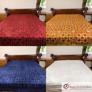 Indian Mirror Embroidered bedspreads   King size