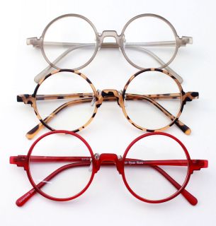 Vintage Retro Flexible Round Amber Grey Red Eyeglass Frame Spectacles 