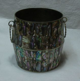 Old Mexico alpacca and mother of pearl ice bucket