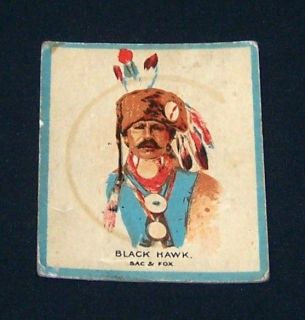 1933 Canadian Chewing Gum INDIANS Card No.1 BLACK HAWK *Scarce* 