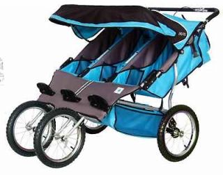 BebeLove 475 EVO TS Triple Baby Jogging Stroller Blue