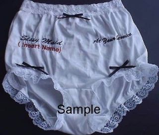 Embroidered Sissy Maid Panties Lace Brief Style New