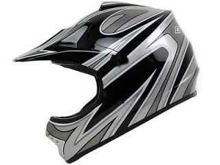   Black Silver Motocross Dirt Bike Buggy ATV Off Road B MX MX DOT Helmet