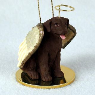 Chocolate Labrador Dog Figurine Ornament Angel Statue Hand Painted