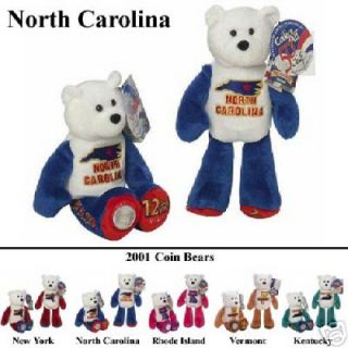 NORTH CAROLINA   Twelth State   Plush Coin Bear by Limited Treasures