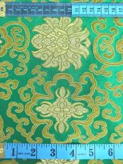 Emerald Green Wealthy CHINESE BROCADE Upholstery Fabric FAUX SILK 1 