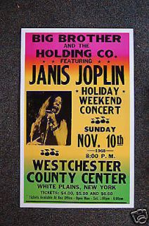 Janis Joplin Tour Poster 1968 Westrchester