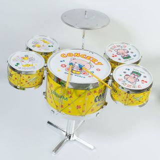 Brand New Childrens Toys Drum Set 5 Piece Yellow