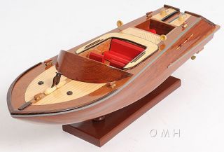Handcrafted Classic Runabout Speed Boat Wood Model 16