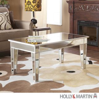   Mirrored Mirror Glass Cocktail Coffee Table Shabby Holly & Martin Chic