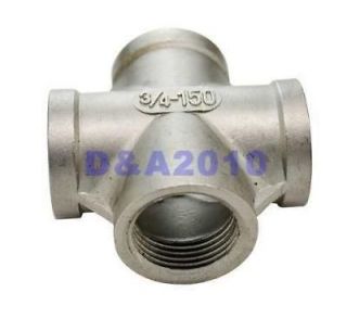 Stainless Steel Pipe Fitting 3/4 Thread 4 Way Female Cross Coupling 