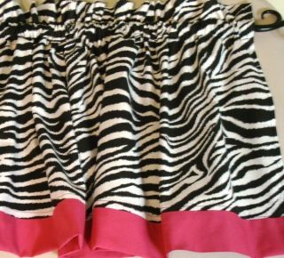 Zebra Print with Hot Pink Border Valance Curtain Window Treatment Kids