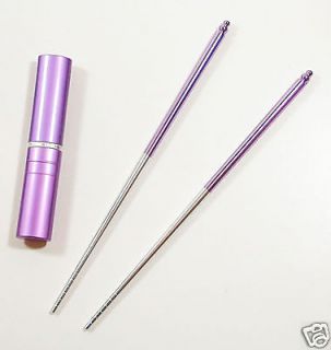   Purple Portable Pen Pocket Aluminum Alloy Chopsticks Light Durable NEW
