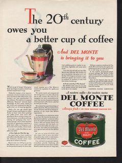 FP 1930 DEL MONTE COFFEE POT CUP BEVERAGE DRINK BEAN BREW