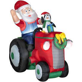 CHRISTMAS ANIMATED SANTA ON A TRACTOR AIRBLOWN INFLATABLE GEMMY