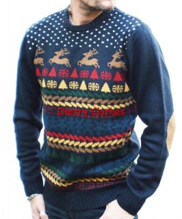 MENS CHRISTMAS JUMPER SWEATER PULLOVER TOP FAIR ISLE NORDIC XS S M L 