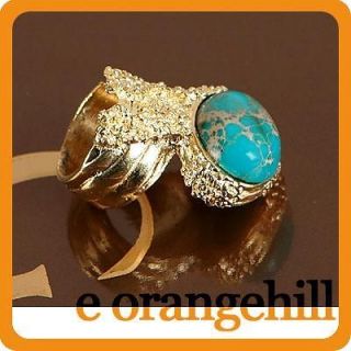   Blue Copper Turquoise Gemstone Chunky Armor Knuckle Cocktail Ring g133