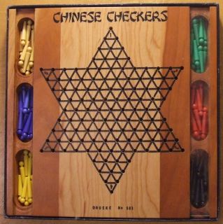 Vintage CHINESE CHECKERS Game by DRUEKE Wood Board 2 to 6 Players 