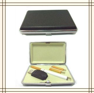 Electronic E Cigarette Case Box Black Metal Leather High Quality Free 