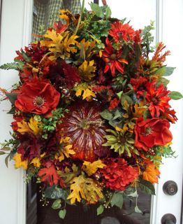   XL fall wreath autumn Thanksgiving Pumpkin Wreath Crazy Low Auction