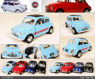 Fiat 500 1:28, 5 Color selection Diecast Mini Cars Toys Kinsmart No 