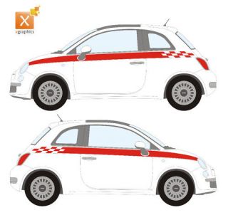 Fiat 500 Racing Stripes self adhesive decals stickers.
