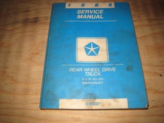 1988 Dodge D W 250 250 350 Ramcharger service manual