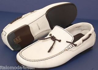 New TOM FORD White Leather Boat Shoes Mens 9.5 D US NIB Made in Italy 